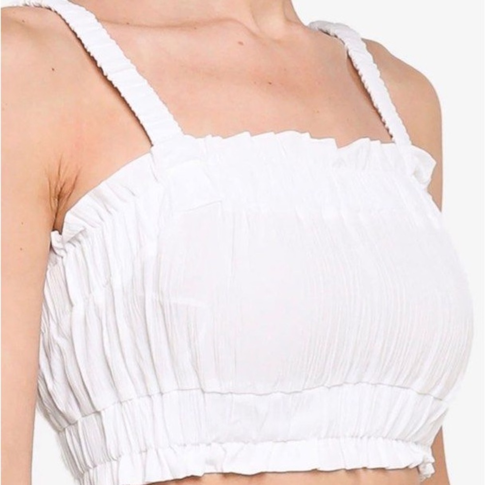 H&M Ruched Crop Top in White size M - Picture 3 of 9